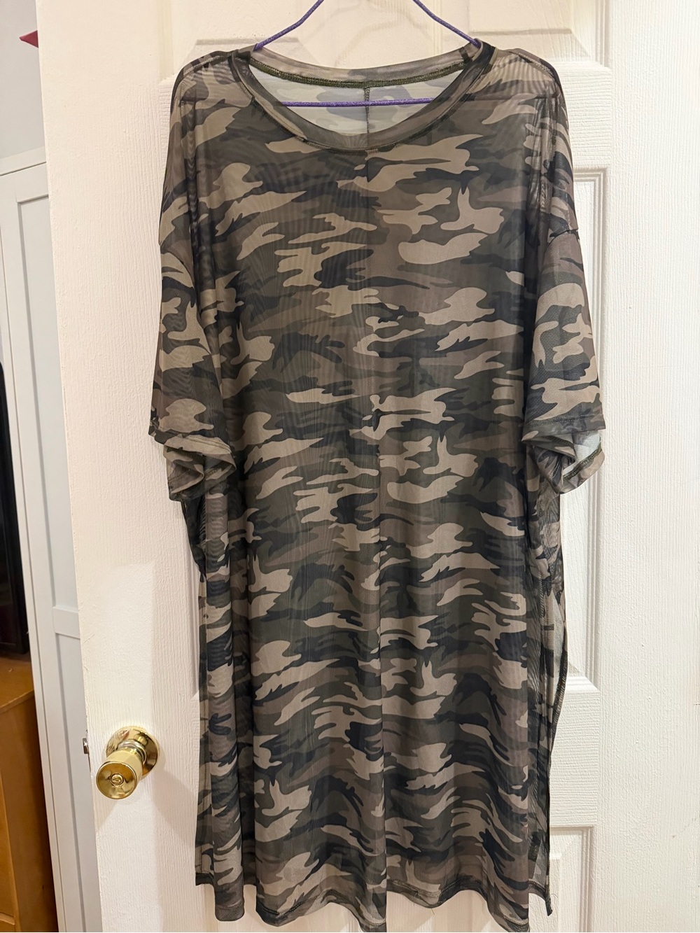 Women’s Camo Short Sleeve Shirt/cover up- Olive Green